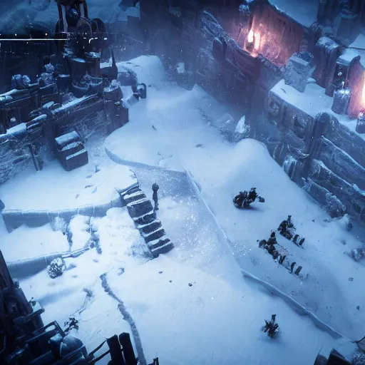 Image similar to frostpunk, no words, no text