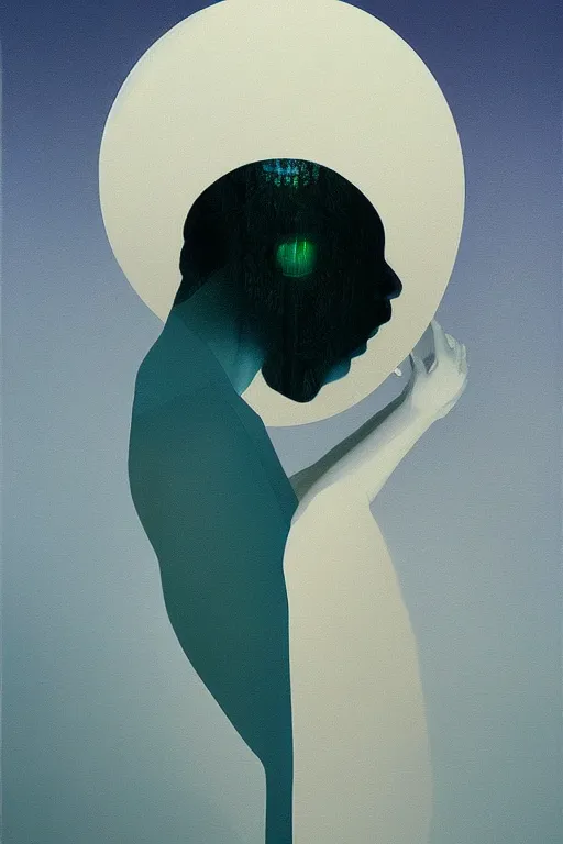 Image similar to woman wearing oculus and digital glitch head edward hopper and james gilleard, zdzislaw beksisnski, higly detailed