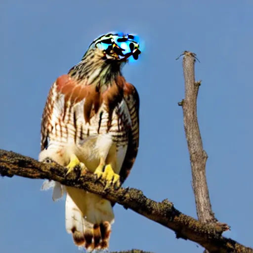 Prompt: Red-Tailed Hawk's Body Is Full of Sticks and Bits of Plant Matter