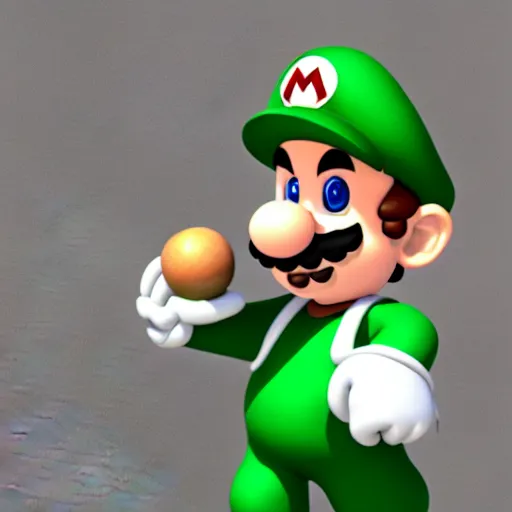 Image similar to 3 d render of mario eating a green and white mushroom