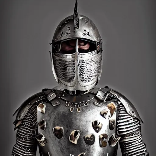 Image similar to knight wearing armor made entirely of human bones