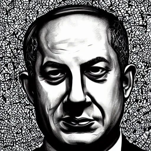 Image similar to a portrait of benjamin netanyahu by dan hillier