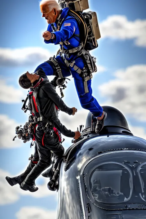 Prompt: joe biden flying with jet pack, hdr, masterpiece, photorealistic, cinematic, intricate detail, smooth, 4 k, aesthetic lighting, baroque object, sharp focus, hyper detailed, featured face details, arstation trending, ultra realistic, winning pullitzer award photo by : canon eos 5 d mark iv, by karah mew and adnan abidi and jodie bateman