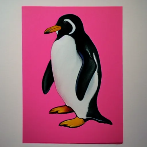 Prompt: photorealistic colorful drawing of a penguin in a pink dress, high quality, 8 k quality