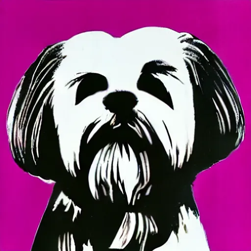 Image similar to a shih tzu, by Andy Warhol