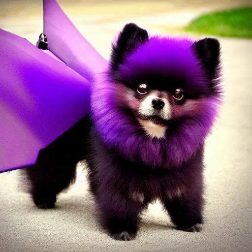 Image similar to purple pomeranian with bat wings