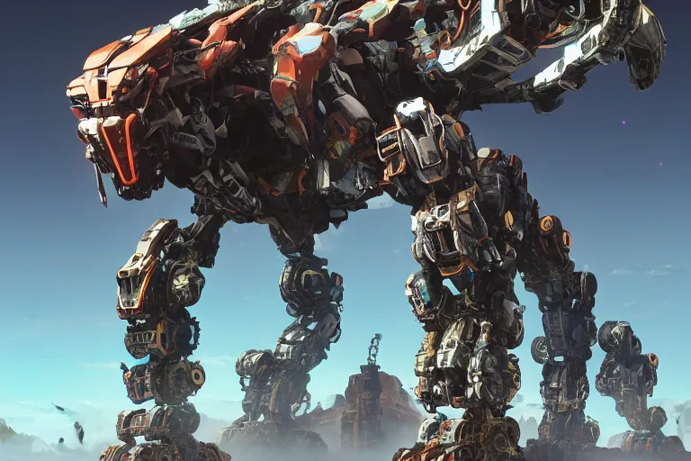 Image similar to stalker machine mecha animal beast robot of horizon forbidden west horizon zero dawn bioluminiscence global illumination ray tracing hdr fanart arstation by sung choi and eric pfeiffer and gabriel garza and casper konefal