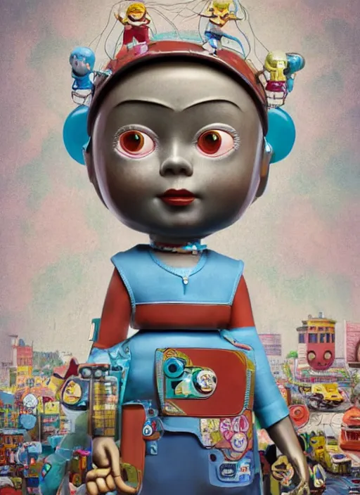 Prompt: closeup portrait of a tin toy greta thunberg, depth of field, zeiss lens, detailed, symmetrical, centered, fashion photoshoot, by nicoletta ceccoli, mark ryden, lostfish, earl nore, hyung tae, frank frazetta, breathtaking, 8 k resolution, extremely detailed, beautiful, establishing shot, artistic, hyperrealistic, octane render