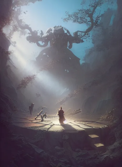 Image similar to darksydephil, stephen bliss, unreal engine, greg rutkowski, ilya kuvshinov, ross draws, hyung tae and frank frazetta, tom bagshaw, tom whalen, nicoletta ceccoli, mark ryden, earl norem, global illumination, god rays, detailed and intricate environment