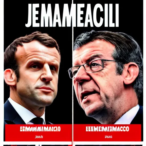 Image similar to poster of emmanuel macron vs jean luc melenchon mma fight