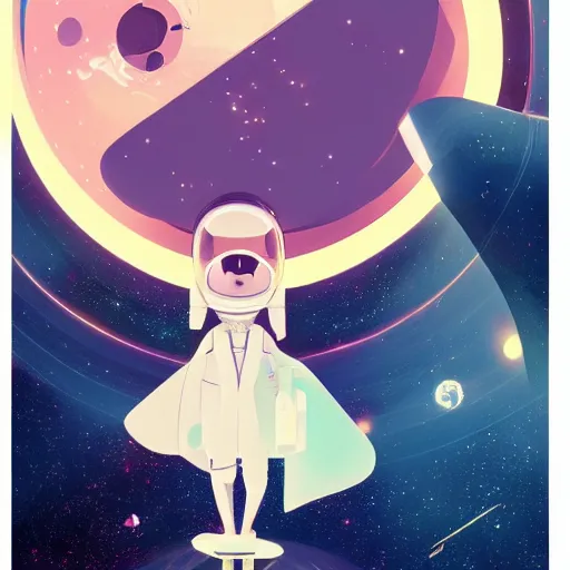 Image similar to model pixar kim kardashian light novel illustration as an astronaut by makoto shinkai by victo ngai by