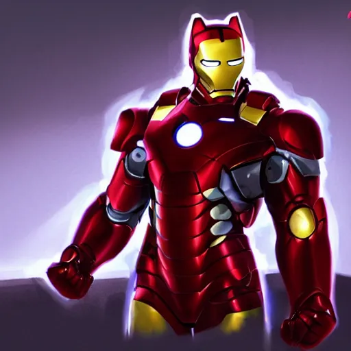 Image similar to anthro cat wearing an iron man suit, concept art, highly detailed art, super hero cat, anthro cat, god rays, dramatic pose, marvel, MCU, digital painting, artstation