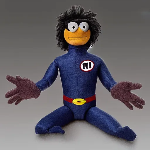 Image similar to omni - man as a muppet. highly detailed felt. hyper real photo. 4 k.