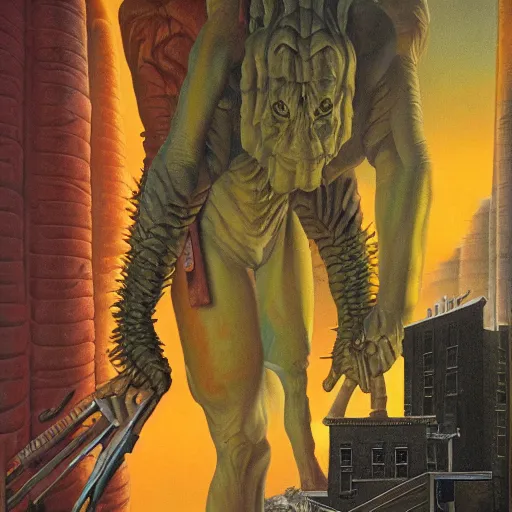 Prompt: high quality high detail painting by david mattingly and brom and ralph mcquarrie and richard corben, hd, realistic matte painting, photorealistic lighting, modern supernatural urban horror