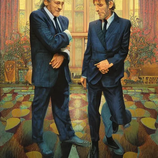 Image similar to Robert De Niro and Hugh Laurie, artwork by Daniel Merriam,