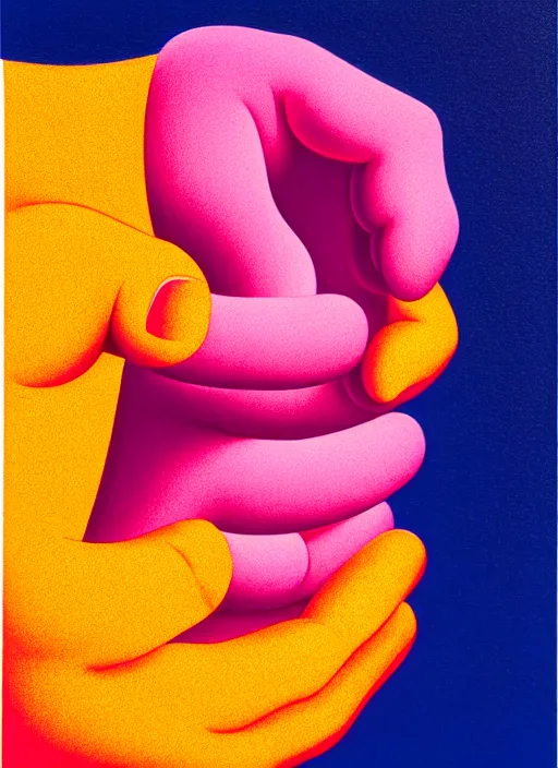 Prompt: hand holding a piece of paper by shusei nagaoka, kaws, david rudnick, airbrush on canvas, pastell colours, cell shaded, 8 k,