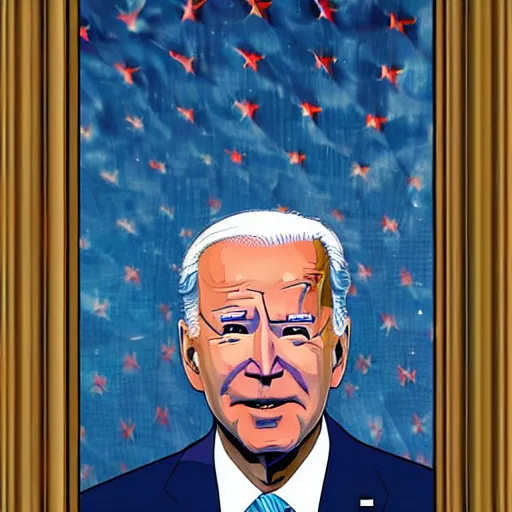 Image similar to joe biden with glowing laser eyes, artstatiom