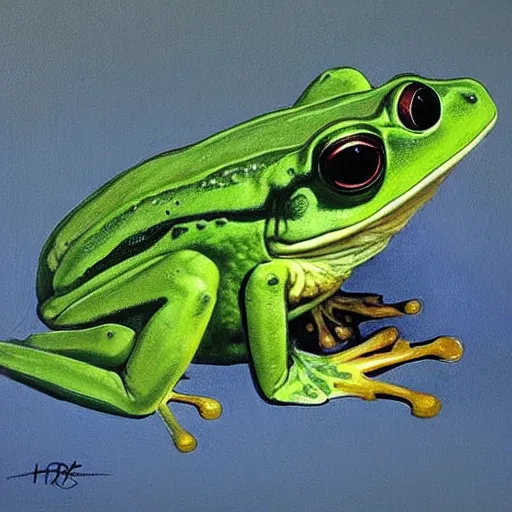 Prompt: The best painting of a frog of all time, by H.R. Giger