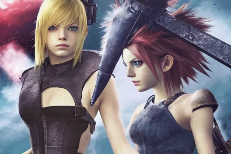 Prompt: Emma Stone in Final Fantasy VII