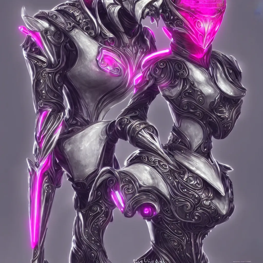 Prompt: highly detailed exquisite fanart, of a beautiful female warframe, but as an anthropomorphic robot female dragon, glowing eyes and robot dragon head, off-white plated armor, bright Fuchsia skin, royal elegant pose, close-up bust shot torso up, epic cinematic shot, realistic, professional digital art, high end digital art, sci fi, DeviantArt, artstation, Furaffinity, 8k HD render, epic lighting, depth of field