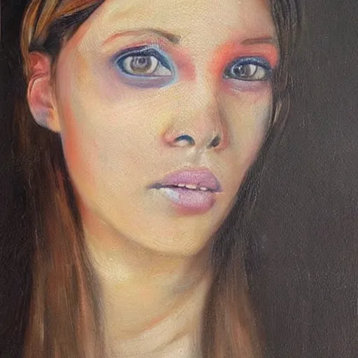 Image similar to amazing portrait painting, what\'s wrong with her eyes?