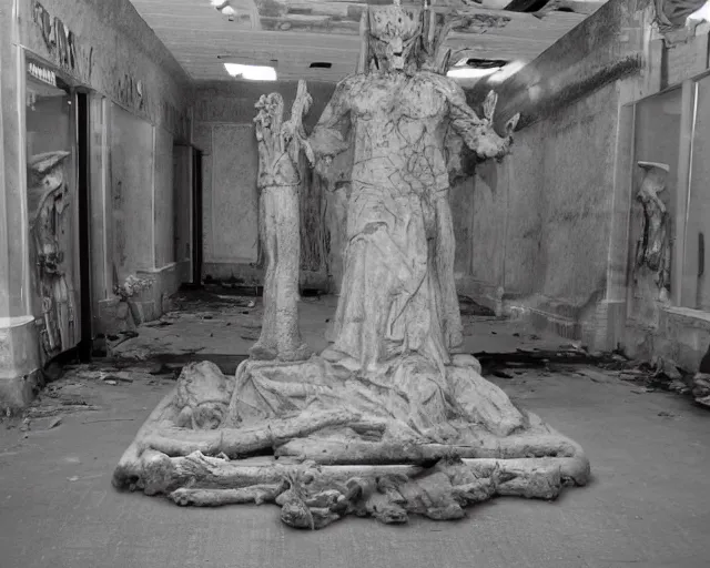 Image similar to camera footage of weeping angels with horns, False Human Features, Phasing through floor in an abandoned shopping mall, Psychic Mind flayer, Terrifying, Insanity :7 , high exposure, dark, monochrome, camera, grainy, CCTV, security camera footage, timestamp, zoomed in, Feral, fish-eye lens, Fast, Radiation Mutated, Nightmare Fuel, Ancient Evil, No Escape, Motion Blur, horrifying, lunging at camera :4 bloody dead body, blood on floors, windows and walls :5