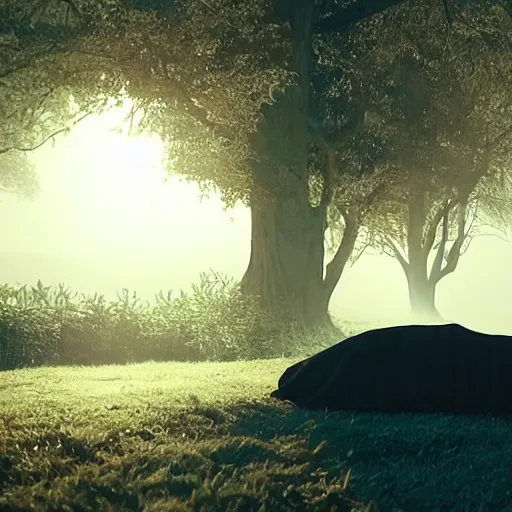 Image similar to a priest sleeping in a twisting wicker coffin, foggy, sun rays, cinematic shot, photo still from movie by denis villeneuve, wayne barlowe