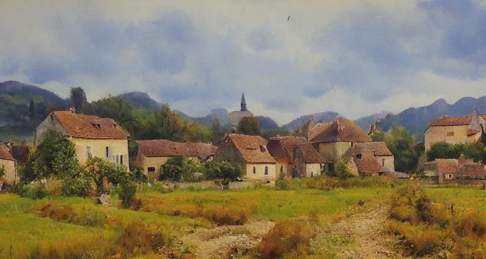 Prompt: a village in france by didier conrad