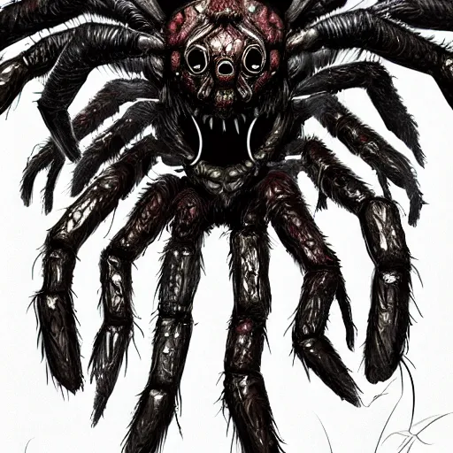 Image similar to d & d monster, huge spider monster covered in eyes, dark fantasy, concept art, character art