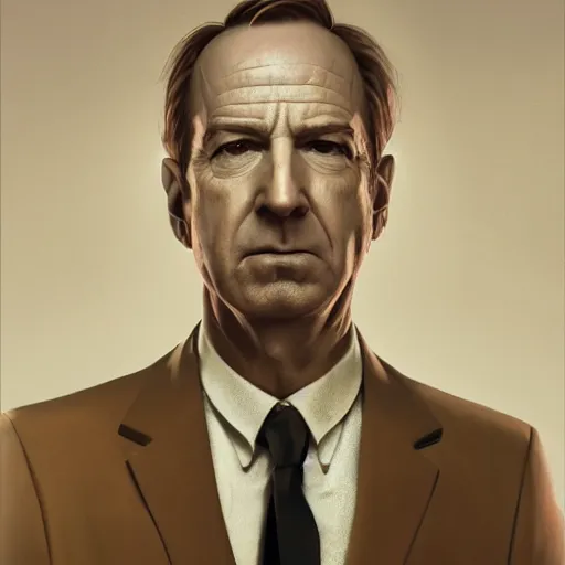 Image similar to a portrait of Saul Goodman from Breaking Bad, oil painting, Greg Rutkowski, Charlie Bowater, Beeple, unreal 5, DAZ, hyperrealistic, octane render, RPG portrait, dynamic lighting, fantasy art, beautiful face