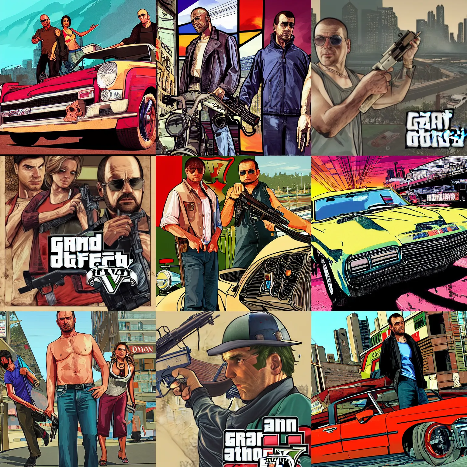 Prompt: artwork from GTA by Stephen Bliss