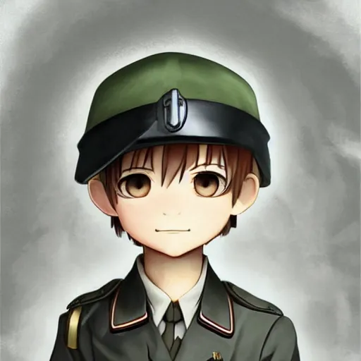 Image similar to beautiful little arian boy in nazi uniform. made in abyss art style, inspired by kris from deltarrune, cute detailed artwork, anatomically correct, soft details, ilya kuvshinov, reflection, perfect composition, portrait, illumination, digital art, detailed anime soft face, symmetrical face, western comic, illustration
