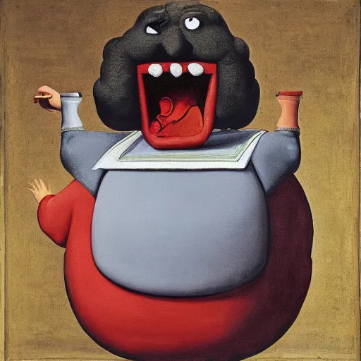 Image similar to a painting of the Kool-Aid Man mascot by Agnolo Bronzino