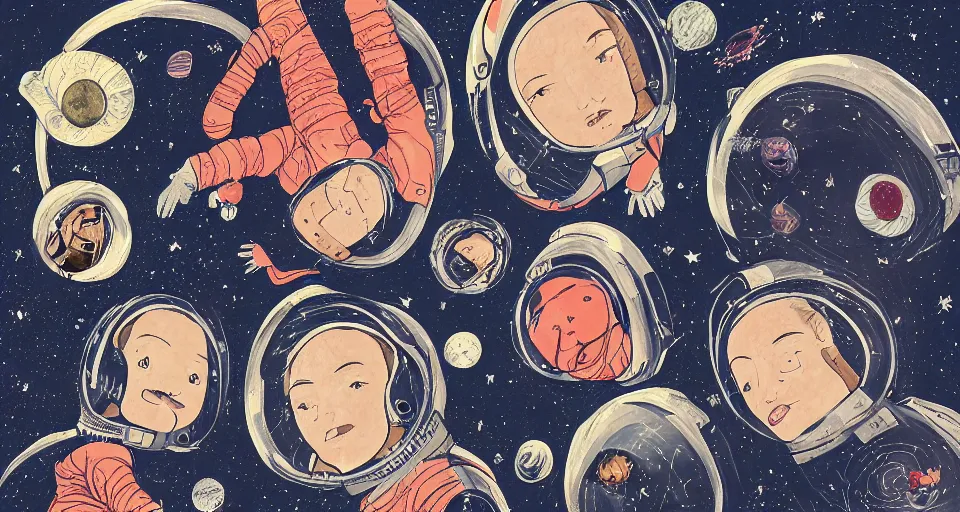 Image similar to guineapigs's portrait on the cover of vogue magazine flying in space suits, deep dark universe, twinkling and spiral nubela, warmhole, beautiful stars, 4 k, 8 k, by hokusai, samurai man vagabond, detailed, editorial illustration, matte print, concept art, ink style, sketch, digital 2 d