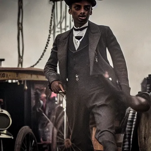 Image similar to playboi carti in peaky blinders 4 k the detailed super realistic