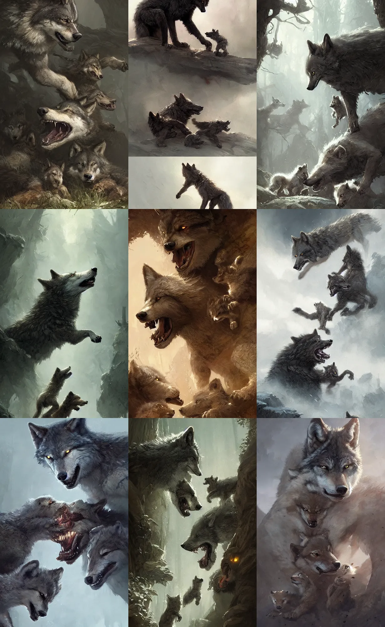 Here's some interesting concept art of the Deer devouring the wolf