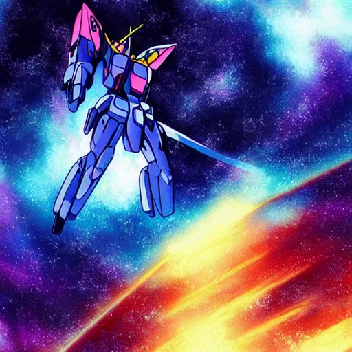 Prompt: “artwork of Four Muramase from Zeta Gundam floating in a beautiful nebula”