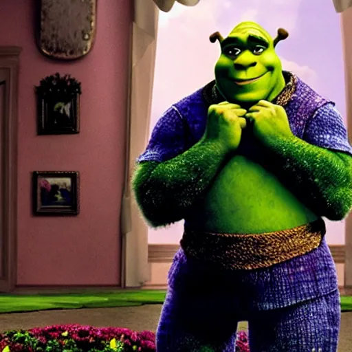 Image similar to movie still, shrek as michael in the godfather