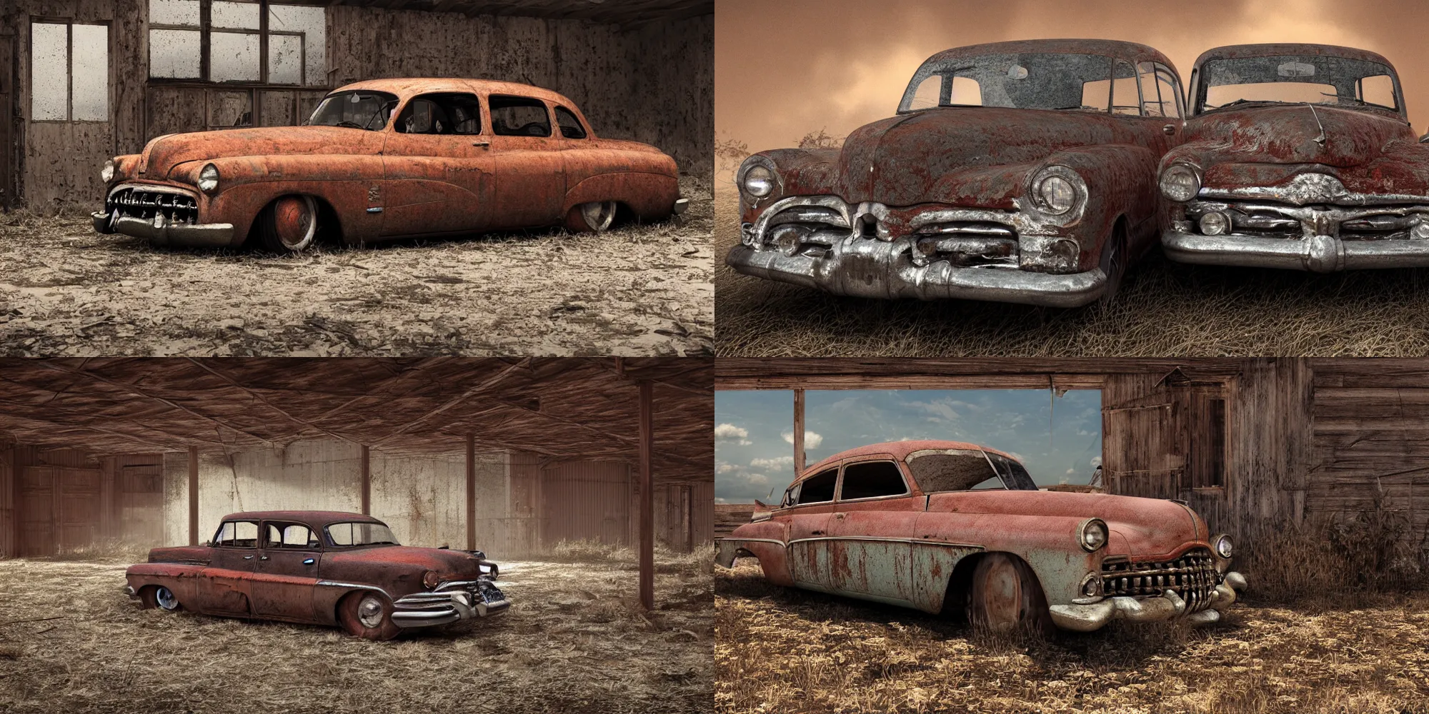 Prompt: Photograph of an abandoned rusty 1950's Buick in an old barn, covered with cobwebs and dust, soft lighting, crepuscular rays, realistic octane render, 8k, ultra detailed, concept art