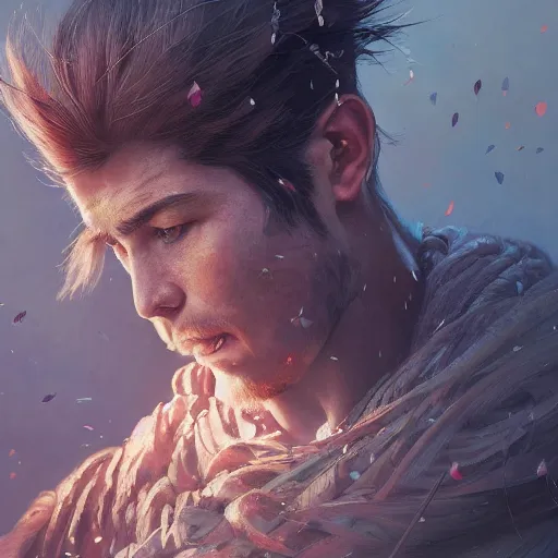 Image similar to Hyper realistic detailed portrait of Kurdish samurai, Stephen Bliss, unreal engine, fantasy art by Greg Rutkowski, Loish, Rhads, ferdinand knab, Makoto Shinkai and Lois van baarle, ilya kuvshinov, rossdraws, Tom Bagshaw, alphonse mucha, global illumination, radiant light, detailed and intricate environment, highly detailed, award winning art