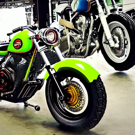 Image similar to Rat Fink designing a Honda Rebel 500