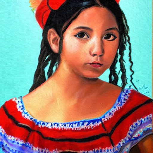 Prompt: painting of a cute roman - mexican girl, fine art
