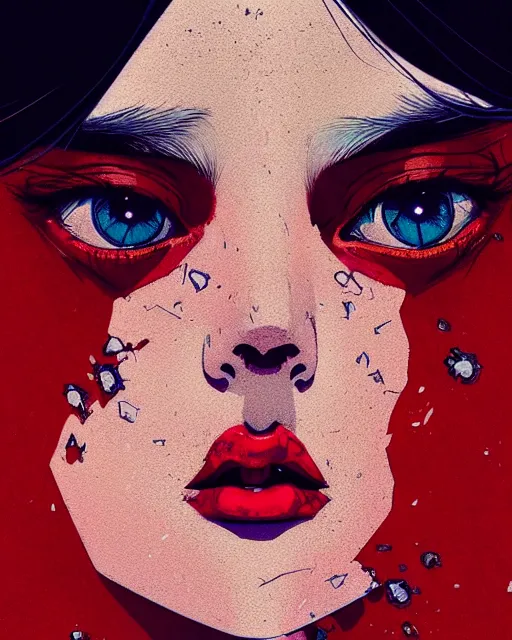 Image similar to close up, captivating, memorable, a ultradetailed beautiful photo of a unique woman wearing a cotton dress standing too too too close, staring at you by conrad roset, greg rutkowski and makoto shinkai trending on artstation