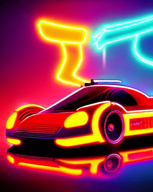 Image similar to ant shaped racing car, neon lights, streets, synthwave, cinematic, tron atmosphere, by mitchell stuart, highly detailed, masterpiece, award winning