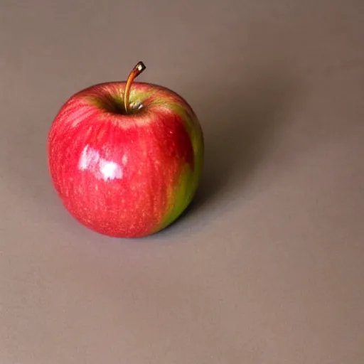 Prompt: a grotesque apple with a human face