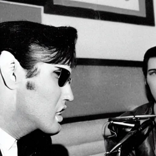 Image similar to elvis being interviewed in 2 0 0 9, 3 5 mm