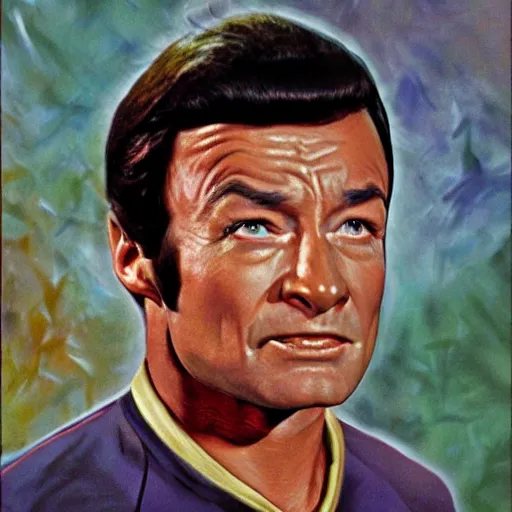 Prompt: dr mccoy from star trek the original series. realistic concept art painting,