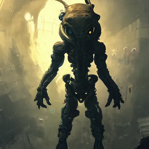 Image similar to wide shoot selfie of an amiable alien,grunge concept art,high detail,4k, trending on artstation by Yoshitaka Amano, josan gonzalez and tyler edlin -