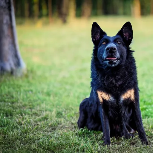 Prompt: 8k photography from a Black old German herding dog