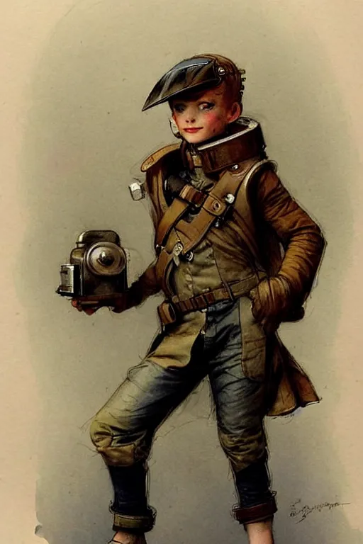 Image similar to ( ( ( ( ( 2 0 5 0 s retro future 1 0 year boy old super scientest in space pirate mechanics costume full portrait. muted colors. ) ) ) ) ) by jean - baptiste monge!!!!!!!!!!!!!!!!!!!!!!!!!!!!!!